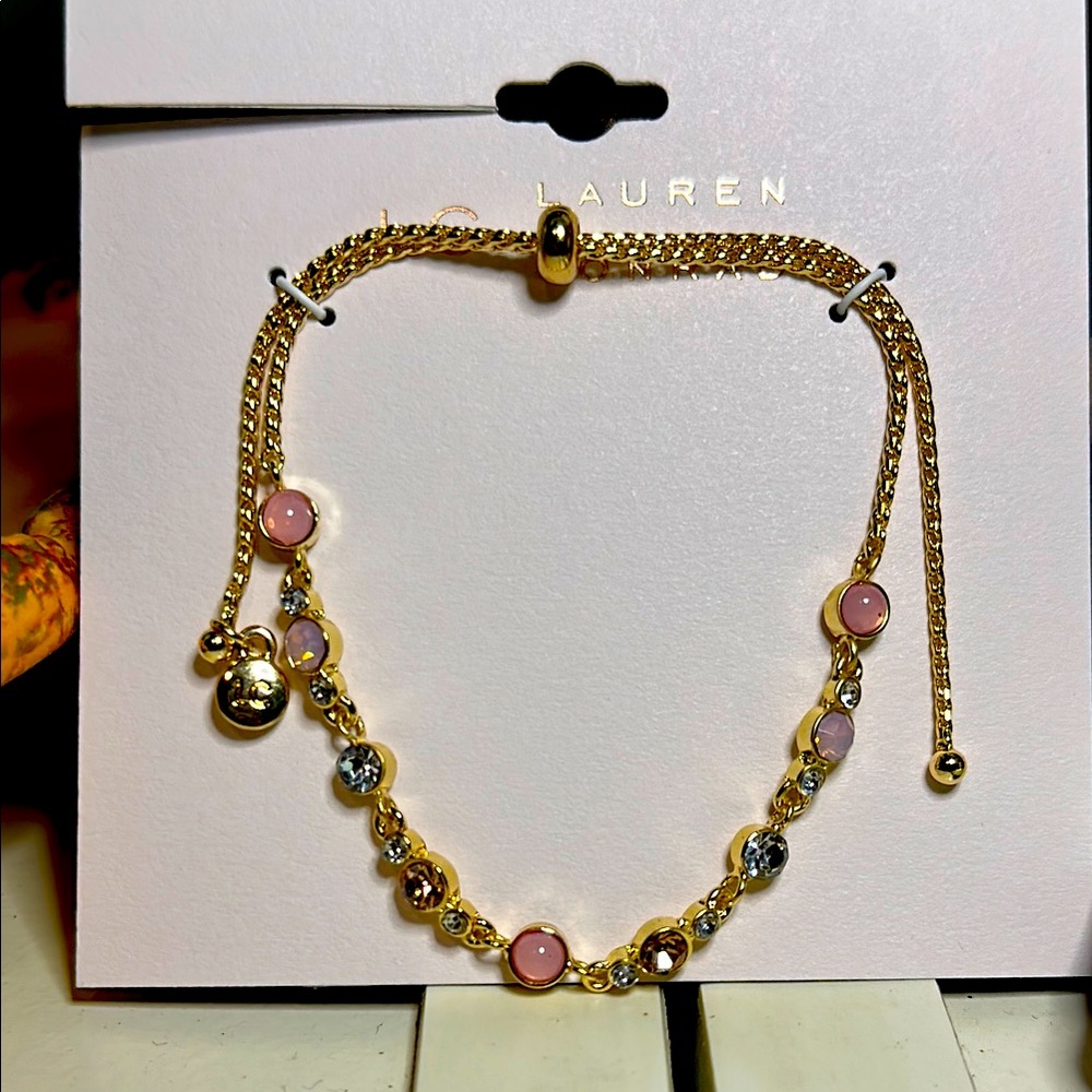 LC Gold and Pink Bracelet with Adjustable Closure